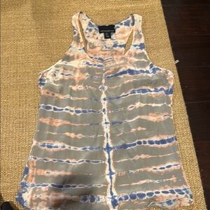 Cynthia Rowley Orange and Gray Buttoned Sleeveless Tank Top